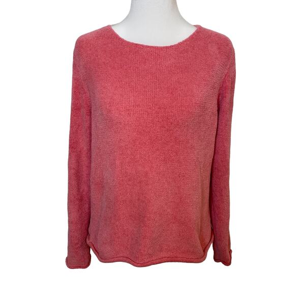 J Jill Chenille Sweater Plush Super Soft Fuzzy Long Sleeve Boatneck Pink Small - Picture 2 of 8